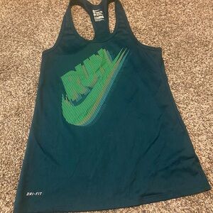 Nike Women's Teal and Green Dri-FIT Tank Top
